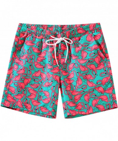 Trunks Men's Printed 5" Inseam Relaxed Fit Short Swim Trunks - Green Red - C219DLITHLW $30.20