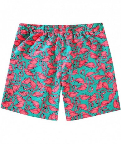 Trunks Men's Printed 5" Inseam Relaxed Fit Short Swim Trunks - Green Red - C219DLITHLW $30.20