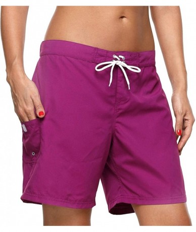 Tankinis Women's Swim Shorts Boyleg Draw String Tankini Swimsuit Bottom - *2trunk Purple - CZ18SHZO5EH $33.92