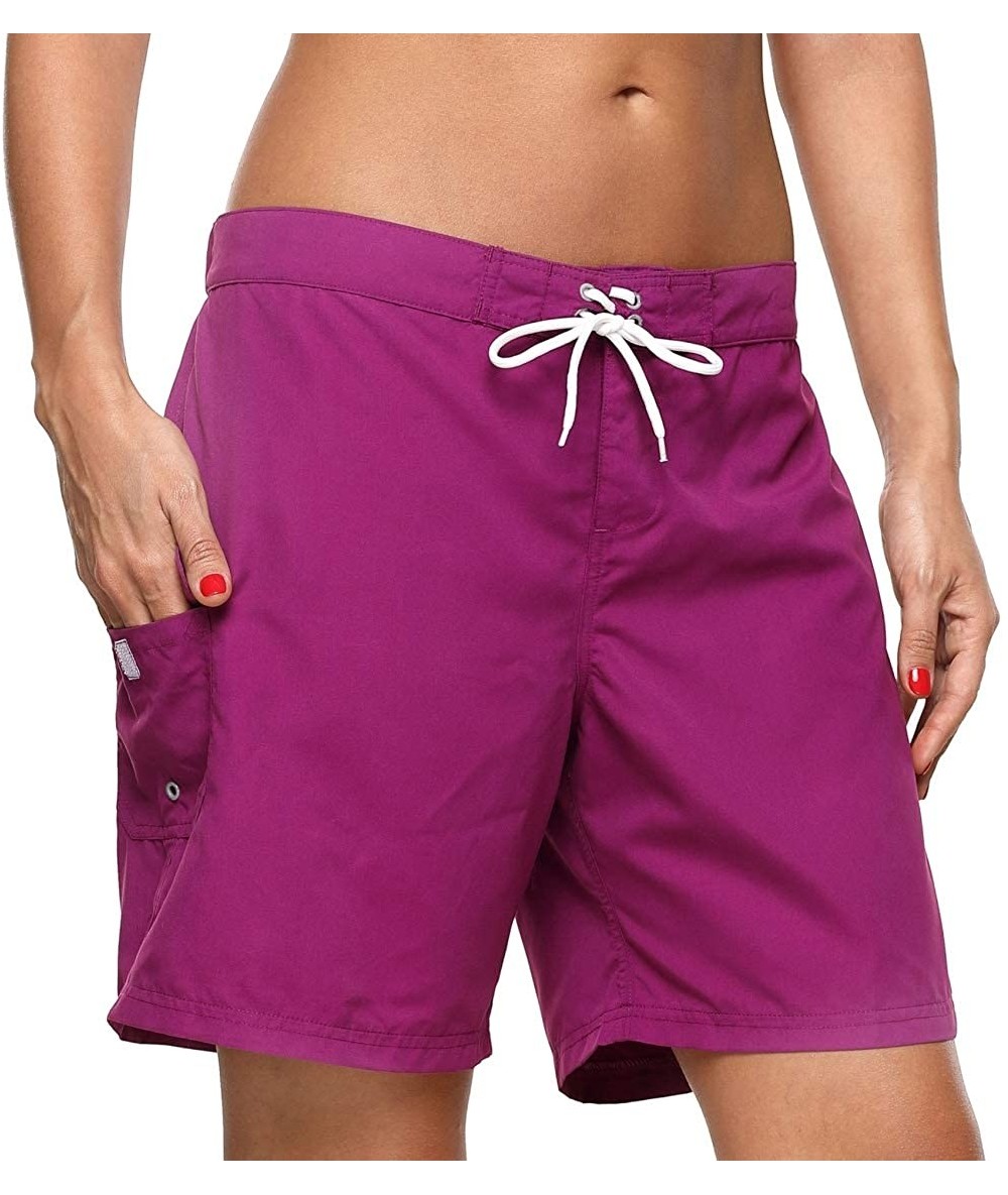 Tankinis Women's Swim Shorts Boyleg Draw String Tankini Swimsuit Bottom - *2trunk Purple - CZ18SHZO5EH $33.92