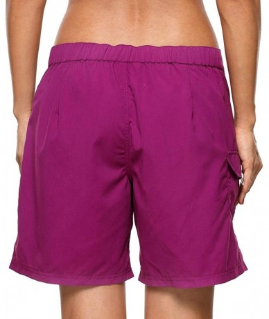 Tankinis Women's Swim Shorts Boyleg Draw String Tankini Swimsuit Bottom - *2trunk Purple - CZ18SHZO5EH $33.92