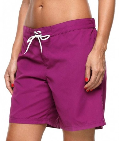 Tankinis Women's Swim Shorts Boyleg Draw String Tankini Swimsuit Bottom - *2trunk Purple - CZ18SHZO5EH $33.92