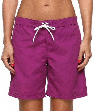 Tankinis Women's Swim Shorts Boyleg Draw String Tankini Swimsuit Bottom - *2trunk Purple - CZ18SHZO5EH $33.92