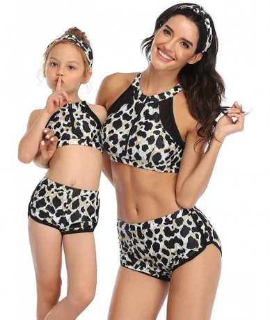 Tankinis Mum and Daughter Matching Bathingsuit Family Swimwear Womens Floral Bikini Sets Girls Swimsuits Tank Pattern Leopard...