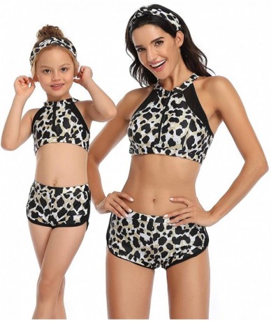 Tankinis Mum and Daughter Matching Bathingsuit Family Swimwear Womens Floral Bikini Sets Girls Swimsuits Tank Pattern Leopard...