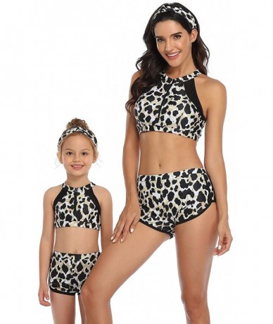 Tankinis Mum and Daughter Matching Bathingsuit Family Swimwear Womens Floral Bikini Sets Girls Swimsuits Tank Pattern Leopard...