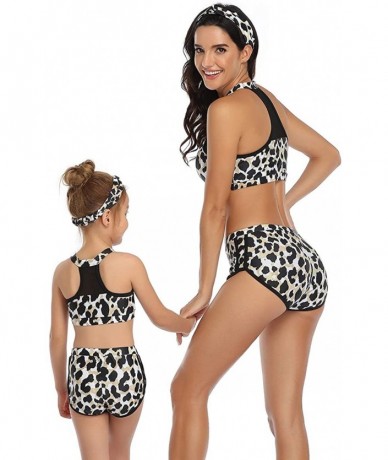 Tankinis Mum and Daughter Matching Bathingsuit Family Swimwear Womens Floral Bikini Sets Girls Swimsuits Tank Pattern Leopard...