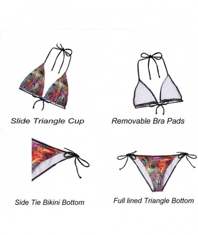 Sets Women's Sexy Bikini Swimsuits Tie Side Bottom Triangle Bathing Suits Flower Pattern Swimwear - Floral Pattern 2 - CR18OL...