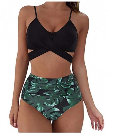 Cover-Ups Womens Wrap Bikini Set Sexy Criss Cross High Waisted Cut Out 2 Piece Swimsuits for Women Push Up Bathing Suits - Y-...