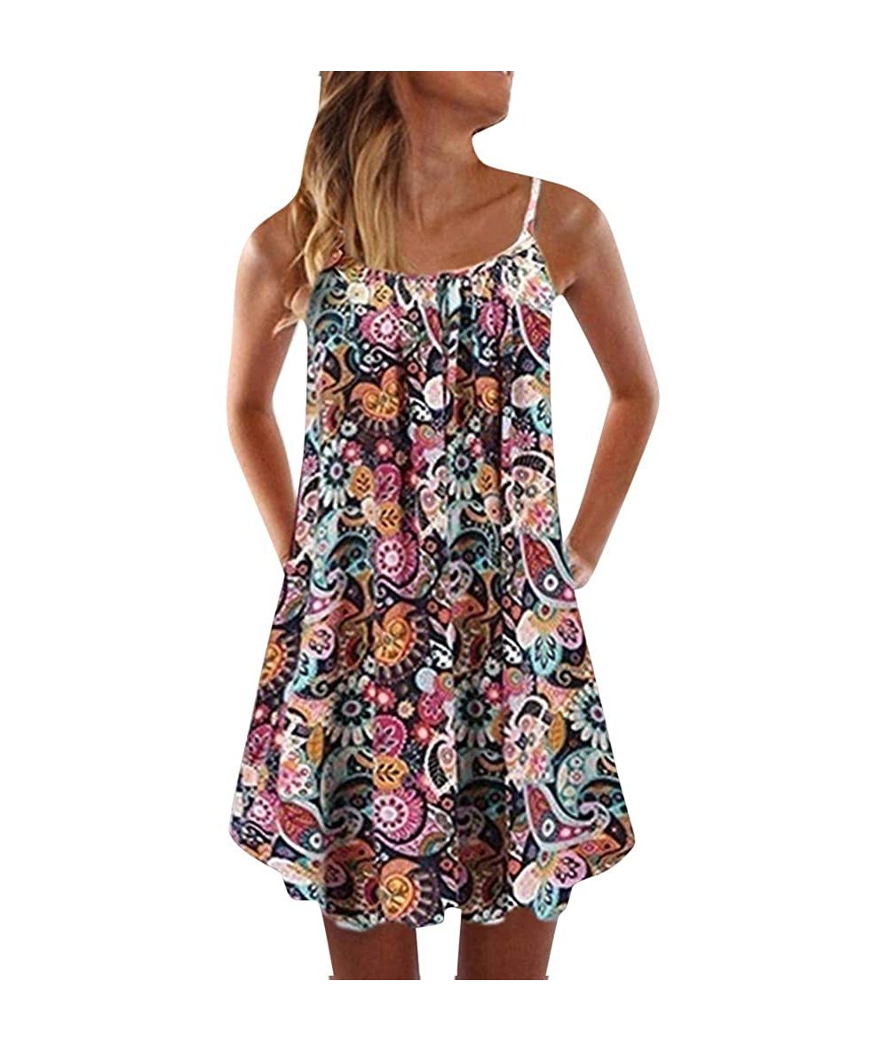 Cover-Ups Women's Summer Sleeveless Mini Dresses Vintage 3D Floral Print A Line Beach Tank Top Dress Sundress for Women 35 - ...