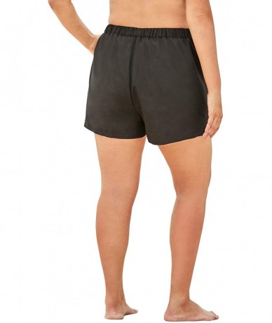 Bottoms Women's Plus Size Cargo Swim Shorts with Side Slits - Black (1729) - C9196XE4A8D $34.81