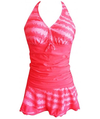 Tankinis Womens Polyester Push-Up Padded Bra Tankini Swimsuit Bikini Shorts - Hot Pink - C5195SI7TQN $35.31