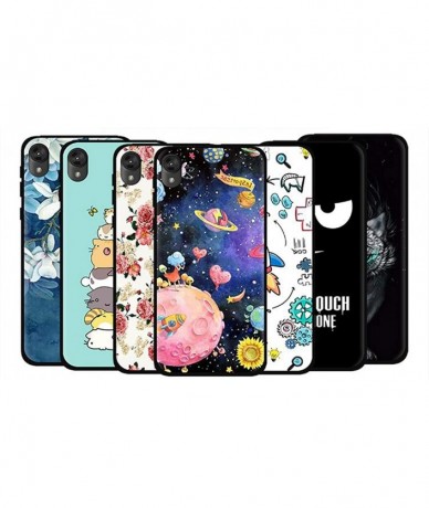 Sets Case Compatible Moto E6 5.5" Soft Black Gel Silicone Rubber Ultra-Slim Flower Marble Back Cover for Motorola E6 Plus 6.1...