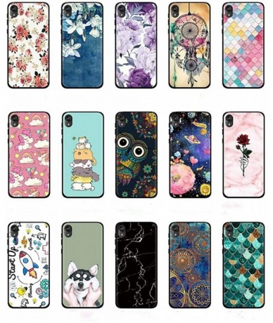 Sets Case Compatible Moto E6 5.5" Soft Black Gel Silicone Rubber Ultra-Slim Flower Marble Back Cover for Motorola E6 Plus 6.1...