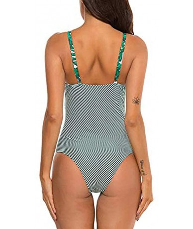 Cover-Ups Swimsuits for Women Plus Size-One Piece High Neck Plunge Mesh Tie Front Ruched Monokini Swimwear Bathing Suits - Z1...