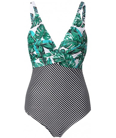 Cover-Ups Swimsuits for Women Plus Size-One Piece High Neck Plunge Mesh Tie Front Ruched Monokini Swimwear Bathing Suits - Z1...