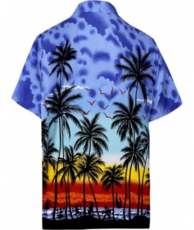 Cover-Ups Men's Night Club Party Dress Short Sleeve Hawaiian Shirt - Blue_aa106 - C318IGXIWE6 $31.59