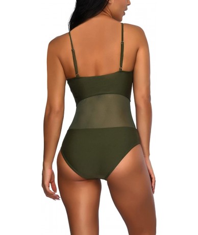 Racing Women's Sexy One Piece Swimsuit Beach Swimwear Bathing Suit Tummy Control Bikini Set - Green1 - CJ18E8UQGY4 $57.56