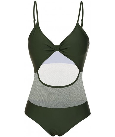 Racing Women's Sexy One Piece Swimsuit Beach Swimwear Bathing Suit Tummy Control Bikini Set - Green1 - CJ18E8UQGY4 $57.56