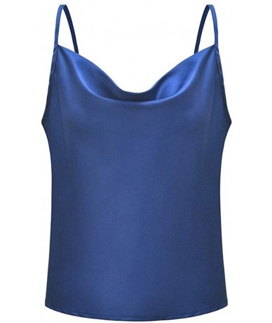 Sets Women's T Shirt Sleeveless Summer Adjustable Strap Temperament Tunic Blouse Tanks Vest Tops - Navy - CW18O95EDQA $21.37