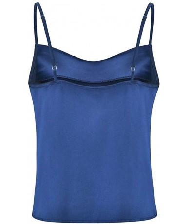 Sets Women's T Shirt Sleeveless Summer Adjustable Strap Temperament Tunic Blouse Tanks Vest Tops - Navy - CW18O95EDQA $21.37