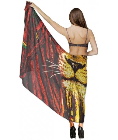 Cover-Ups Women Fashion Shawl Wrap Summer Vacation Beach Towels Swimsuit Cover Up - Reggae Rasta Lion - CH190TSZWZY $44.60