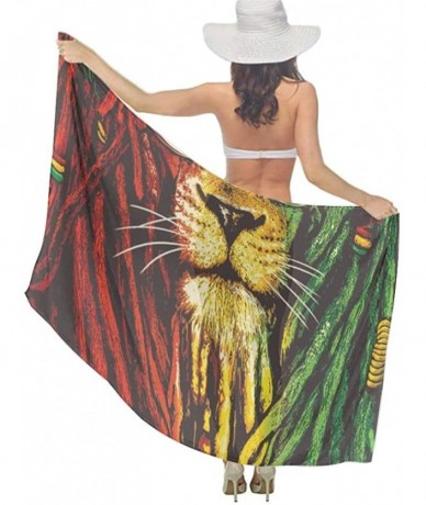 Cover-Ups Women Fashion Shawl Wrap Summer Vacation Beach Towels Swimsuit Cover Up - Reggae Rasta Lion - CH190TSZWZY $44.60