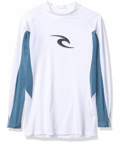 Rash Guards Men's Wave L/s Rashguard - White/White - CZ11TPJCYN5 $68.94