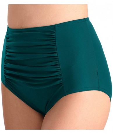 Tankinis Women High Waisted Bikini Bottoms Tummy Control Swimsuit Bottoms Ruched Full Coverage Swim Bottom High Rise B Green ...