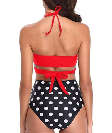 Sets Women Swimsuits Criss Cross High Waisted Two Piece Biniki Set Bathing Suits Swimwear Beachwear - Y-red - CN196OIC0AK $32.29