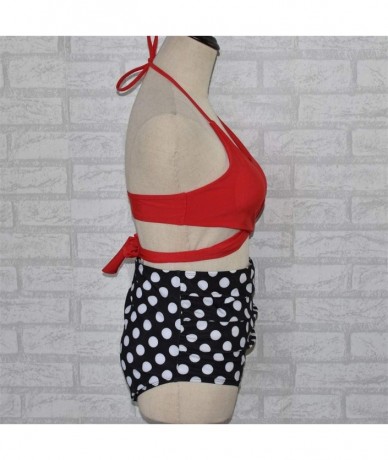 Sets Women Swimsuits Criss Cross High Waisted Two Piece Biniki Set Bathing Suits Swimwear Beachwear - Y-red - CN196OIC0AK $32.29