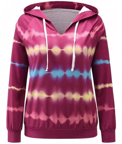 Rash Guards Women Fashion Tie-dye Hooded Loose Long Sleeves Tops Blouse Sweatshirt Sweaters - Purple - CG19DE8Z8RN $50.93