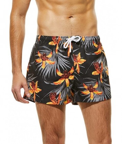 Trunks Men Basic Short Swim Trunks Quick Dry Camo Beach Print Bathing Suits Swimming Shorts Swimsuit with Pocket - D-yellow -...