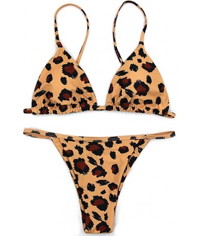 Sets Sexy Bikini Cheetah Leopard Print Swimwear Women Push Up Bikini Micro Thong Swimsuit Bathing Suit Brazilian Biquini - Pr...