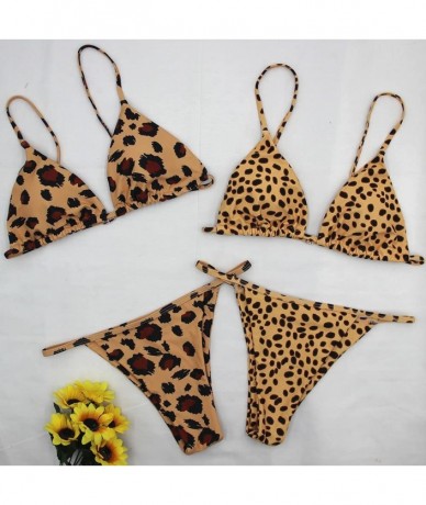 Sets Sexy Bikini Cheetah Leopard Print Swimwear Women Push Up Bikini Micro Thong Swimsuit Bathing Suit Brazilian Biquini - Pr...