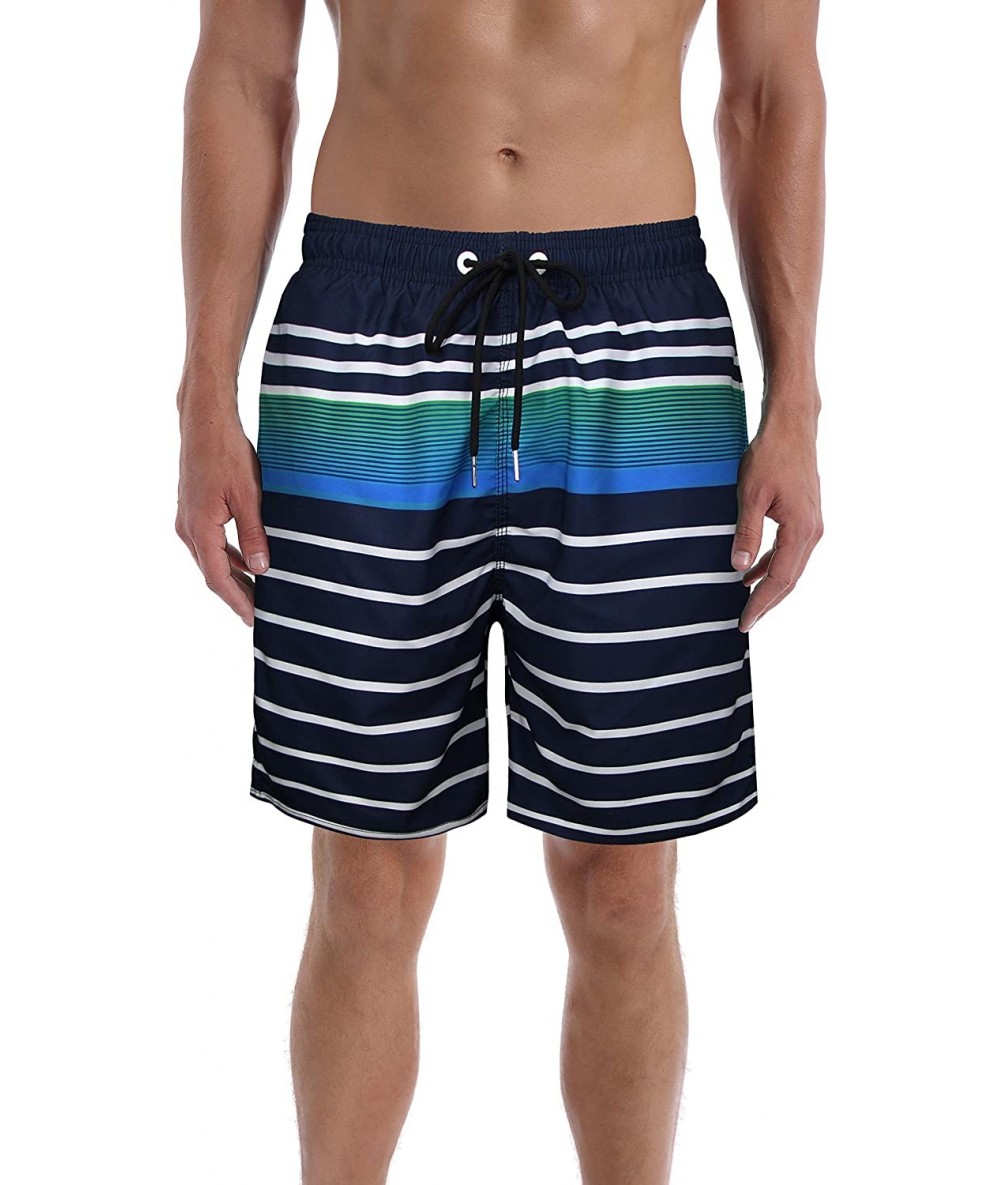 Board Shorts Men's Chubbies Swim Trunks Funny Beach Shorts Bathing Suit - Navywhite Stripe - CQ190SN28KA $28.19