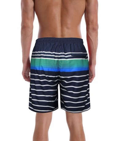 Board Shorts Men's Chubbies Swim Trunks Funny Beach Shorts Bathing Suit - Navywhite Stripe - CQ190SN28KA $28.19