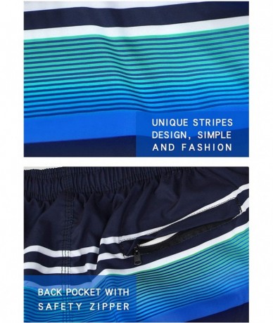 Board Shorts Men's Chubbies Swim Trunks Funny Beach Shorts Bathing Suit - Navywhite Stripe - CQ190SN28KA $28.19