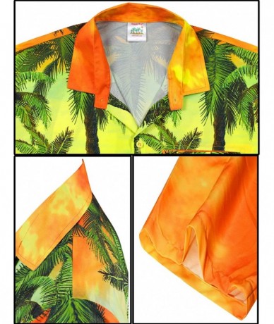 Cover-Ups Men's Regular Fit Fashion Short Sleeve Hawaiian Shirt - Pumpkin Orange_aa337 - C818ALKU8C7 $26.01