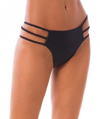 Bottoms Women's String Bikini Bottom Fashion Sexy Strappy String Bikini Panties Hipster Thong Swimwear Bottom Solid Black - C...