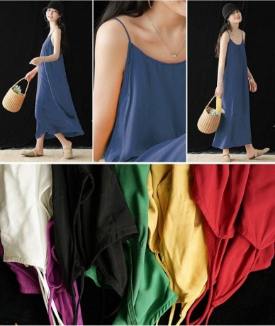 Cover-Ups Women Casual Loose Summer Slip Dresses Beach Cover up Plain Night Sleep Dress XS-5X JEL - Ehh Navy Blue - C618R8IRZ...