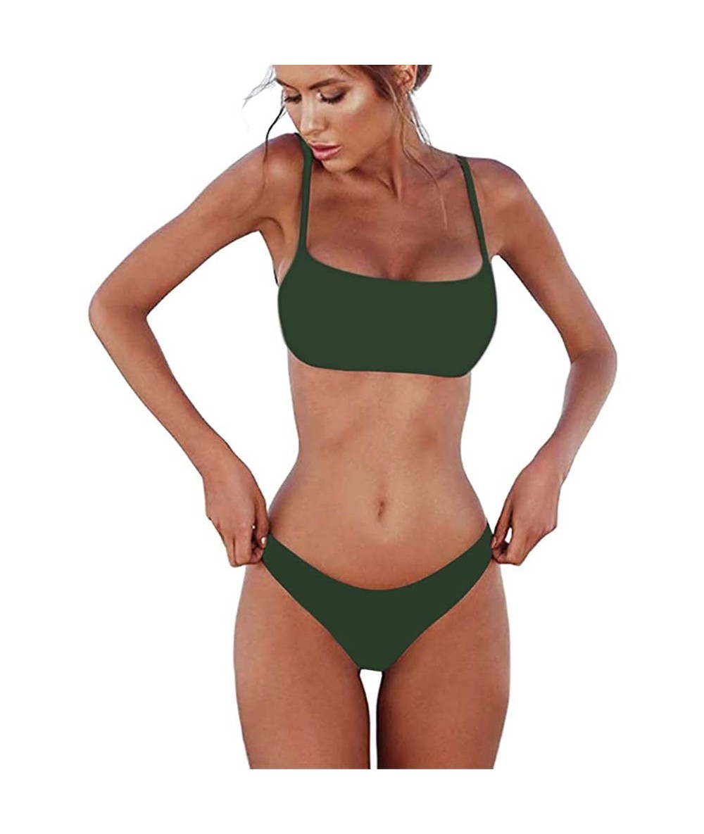 Sets Bikini Set Swimsuits for Women Low Waisted Two Piece Swimwear with Brazilian Push up Top Cheeky Bottom Bathing Suits - A...