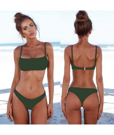 Sets Bikini Set Swimsuits for Women Low Waisted Two Piece Swimwear with Brazilian Push up Top Cheeky Bottom Bathing Suits - A...