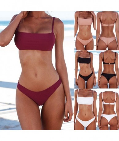 Sets Bikini Set Swimsuits for Women Low Waisted Two Piece Swimwear with Brazilian Push up Top Cheeky Bottom Bathing Suits - A...