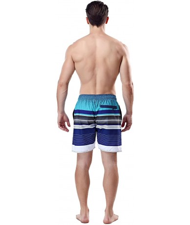 Trunks Men's Swim Trunk Beach Shorts - Navy Stripe-ocean Blue - CN199GC485G $47.76