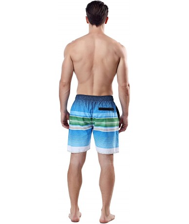 Trunks Men's Swim Trunk Beach Shorts - Navy Stripe-ocean Blue - CN199GC485G $47.76