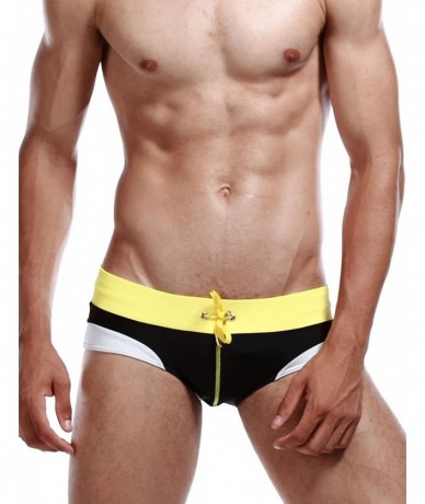 Briefs Mens Low Rise Sexy Sport Swimwear Trunk Boxer Brief Bikini Swimsuit - 2110(black) - CI11DTUMYUT $41.09