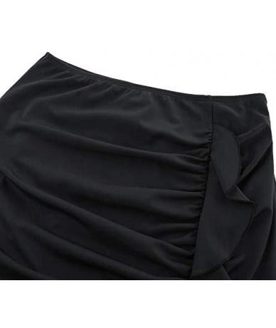 Tankinis Women's Tankini Bottom Swimsuit Shirred Swim Bottom Plus Size Ruffle Swim Skirt - Black-style 2 - CO18SEEKC54 $40.27