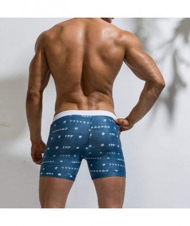 Briefs Printed Boxer Briefs Square Leg Surf Bikini Swim Trunks Board Shorts Swimwears - Dark Blue - CY18S929C9H $32.79