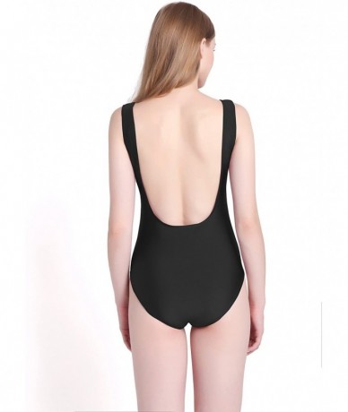 One-Pieces Cute One Piece Swimsuit with High Cut and Low Back for Women Bathing Suits - Black Birthday Squad - C719CYUQ3YL $3...